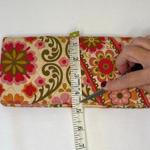 Vera Bradley Folkloric Travel Wallet Organizer Pink Green Floral Retired 2011 - Picture 10 of 11